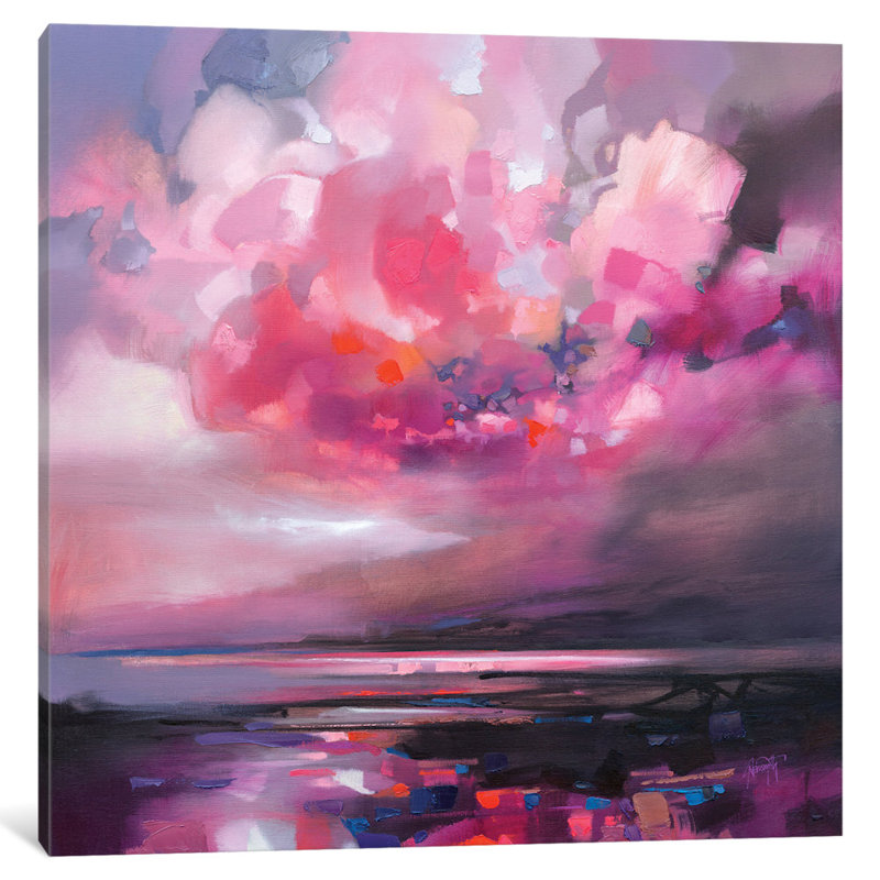 «Dispersing Magenta», reproduction sur toile, H 37 po x l 37 po x p 1,5 po, Pas de tapis, Toile tendue