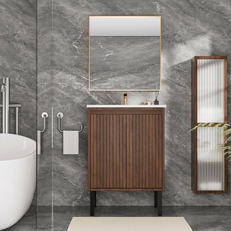 Meuble-lavabo 24 po sans lavabo, Brun mat