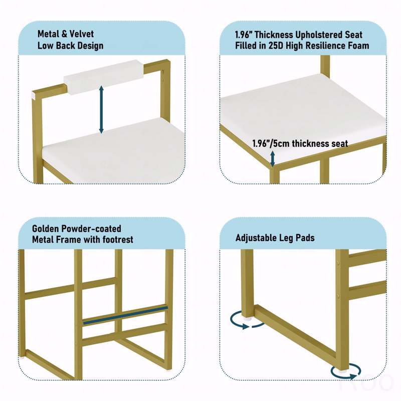 Ensemble de 2 chaises de salle à manger avec tabourets de bar rembourrés