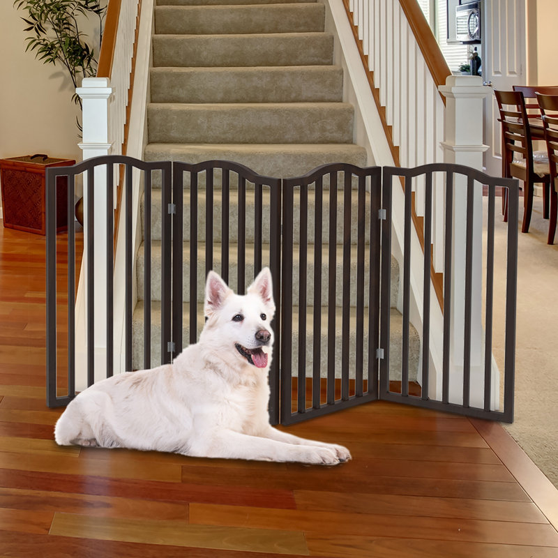 PETMAKER 4-Panel Indoor Foldable Pet Gate, Brown