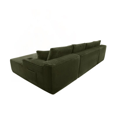 U-Shape Cloud Sectional Sofa with Chaise, Cup Holders, and Side Pockets