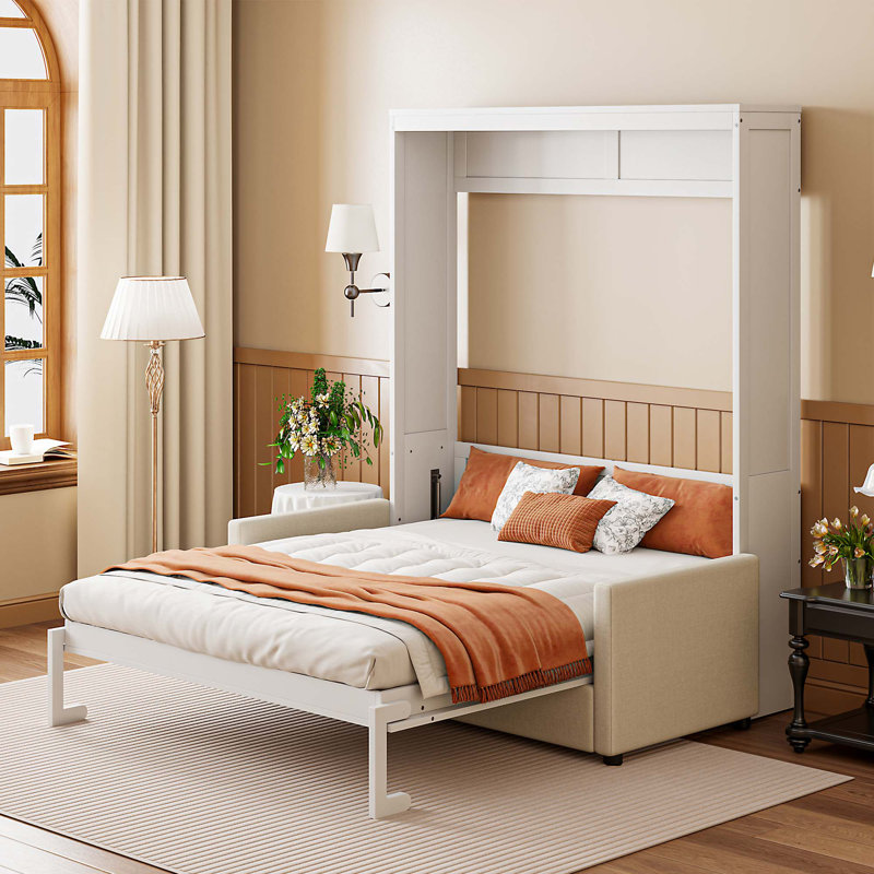 Lit escamotable double pleine grandeur avec coussin