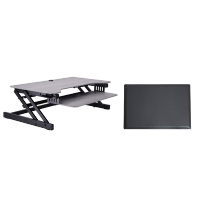  Convertisseur de bureau debout réglable en hauteur 32 po avec tapis anti-fatigue et plateforme à double moniteur
