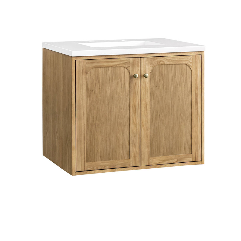Laurent 30'' W Single Vanity, White Zeus, 8" Widespread, Light Natural Oak