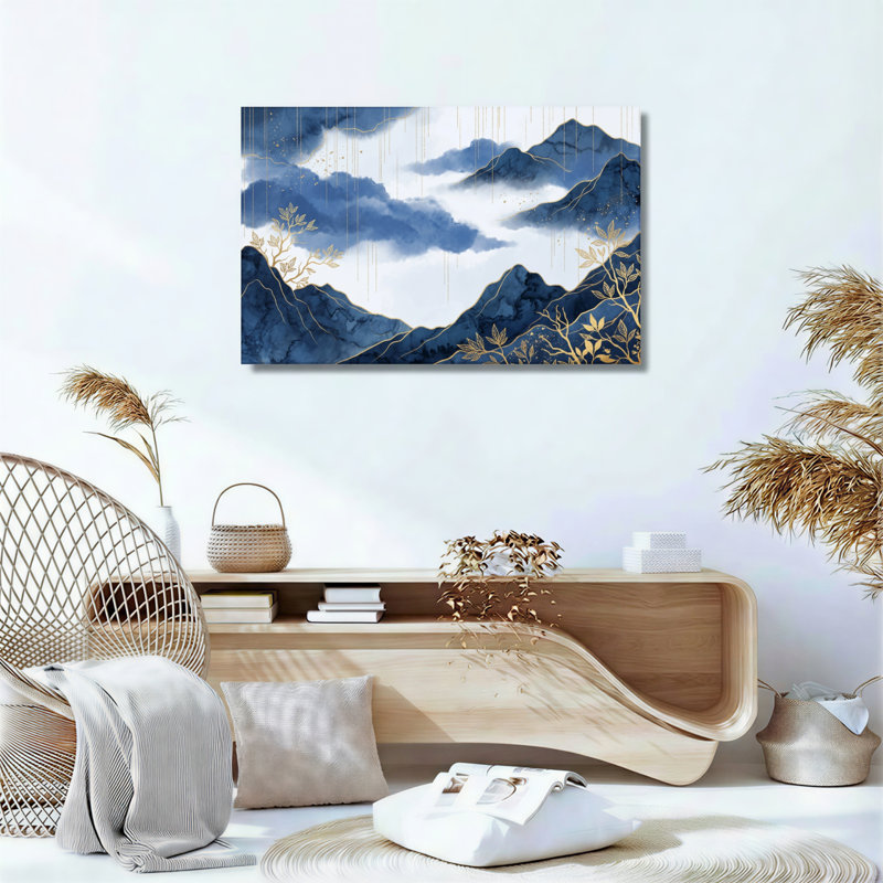 Ensemble de 1 tableau sur toile représentant un nuage de montagne, H 12 po x l 18 po, Toile tendue