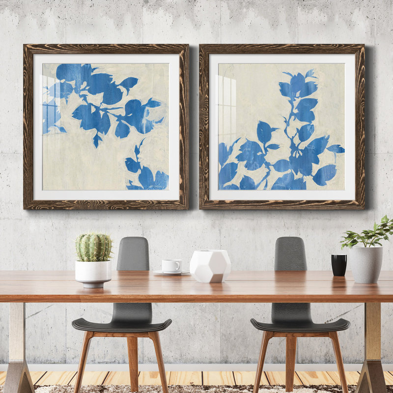 Falling Leaves III - ensemble de 2 reproductions d'art sur papier encadré, H 31,5 po x l 63 po x P 1,5 po, Cadre noyer