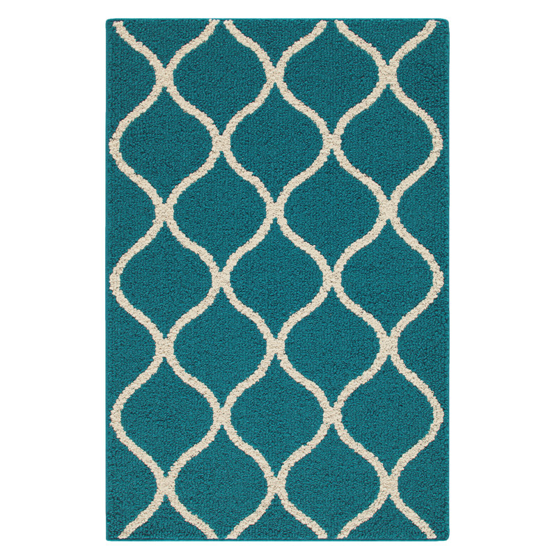 Tapis bleu poils longs Hershman, Rectangle 2 pi 6 po x 3 pi 10 po
