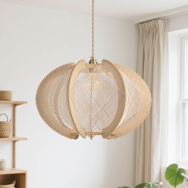 1 - Light Natural Geometric Pendant, 200cm H x 40cm W x 40cm D