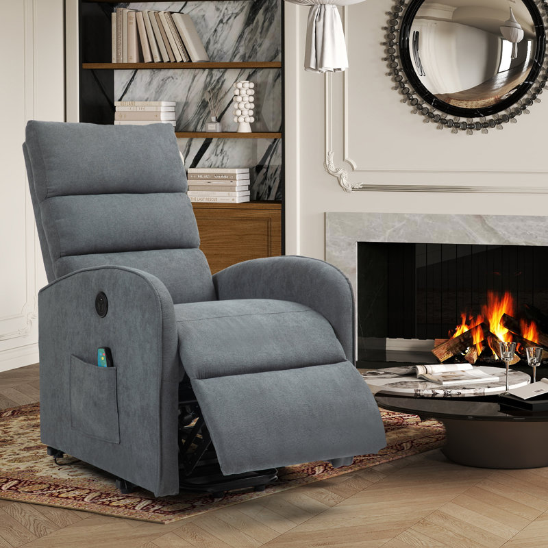 Fauteuil inclinable électrique lève-personne standard de 24,4 po de large avec masseur, Microfibre/microsuède gris