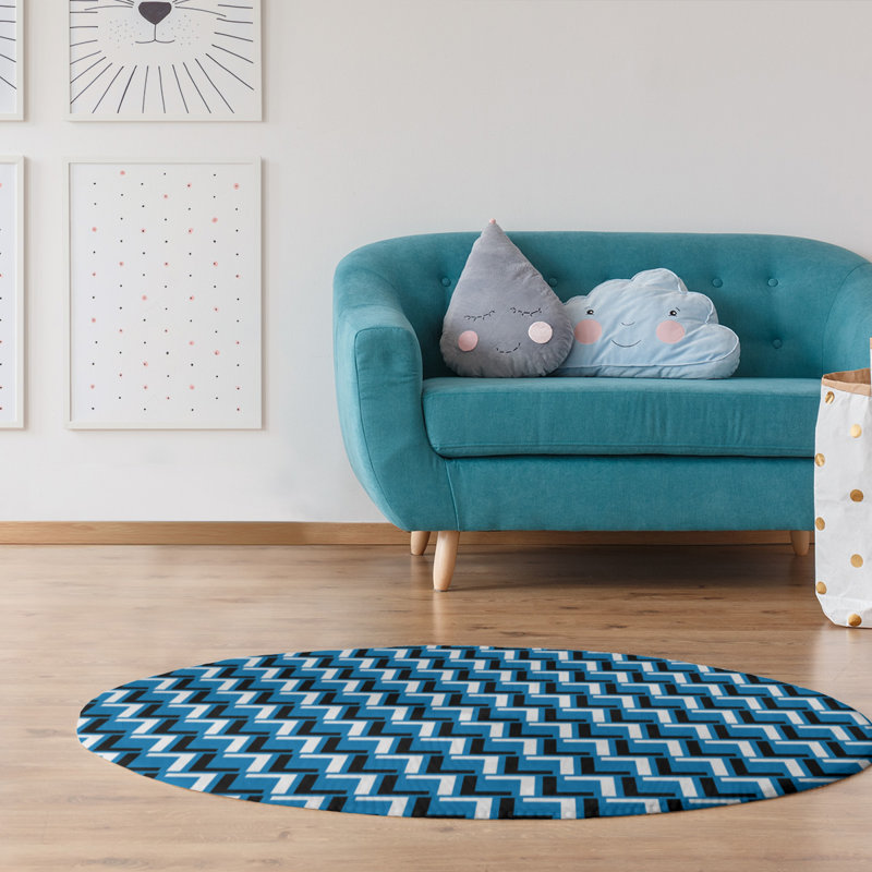 Geometric Indoor Rug, Round 5'