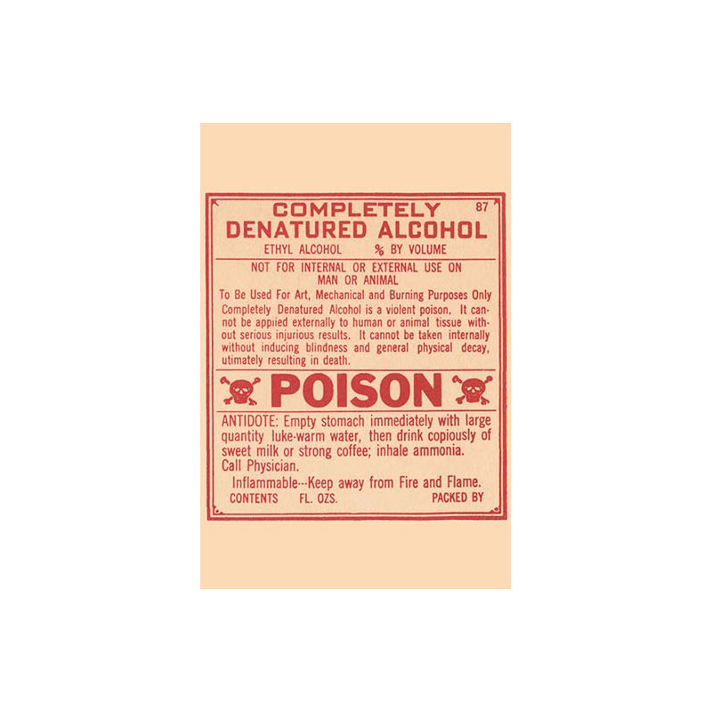 Alcool entièrement dénaturé-impression de publicités non encadrées, H 30 po x l 20 po