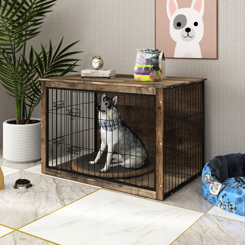 Abri pour chien d'intérieur en bois
