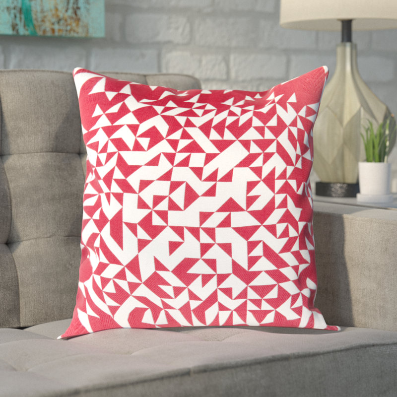 Teori Geometric Cotton Throw Pillow, 20" x 20", Magenta, Polyester