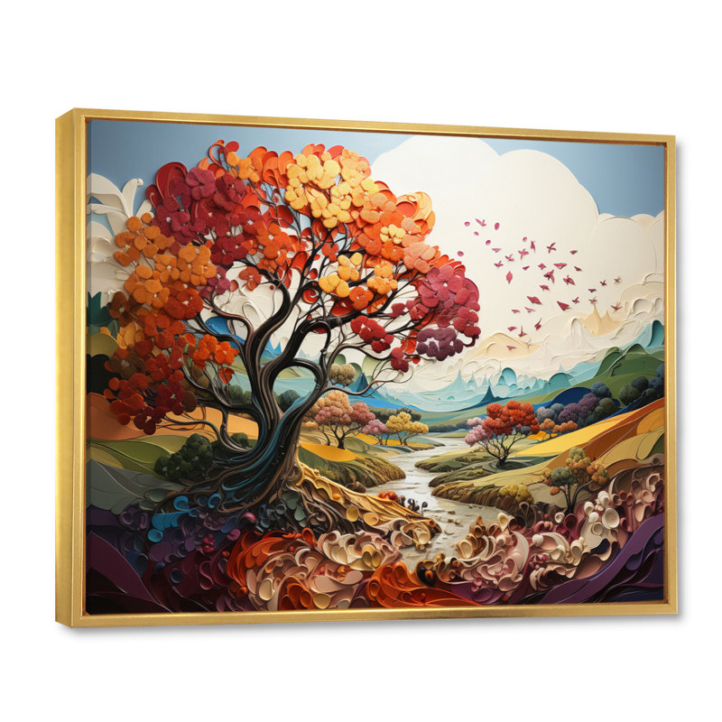 Rainbow Charm Evocations - paysages, impressions d'art mural, H 24 po x l 32 po x P 1 po, Cadre flottant doré