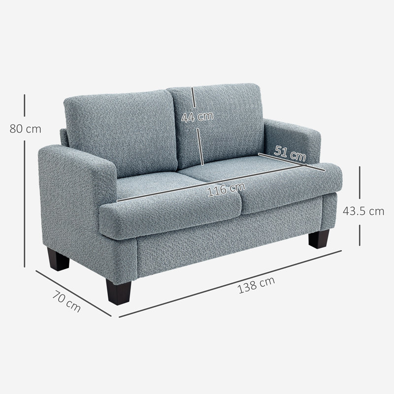 2 Seater Loveseat, Light Grey