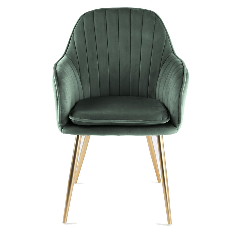 Pugliese Velvet Armchair, Dark Green, Gold