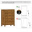 Commode en bois massif entièrement assemblée, 5 tiroirs, hauteur 48,5 po.