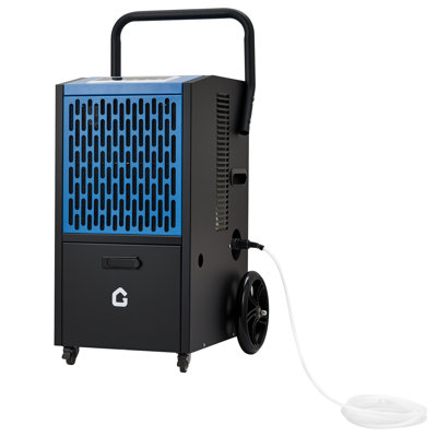 Déshumidificateur commercial de 105 pintes avec pompe, unité industrielle robuste avec tuyau d'évacuation, système portable d'évacuation de l'humidité pour le contrôle de l'humidité du sous-sol et des grands espaces, fonction de vidange automatique continue