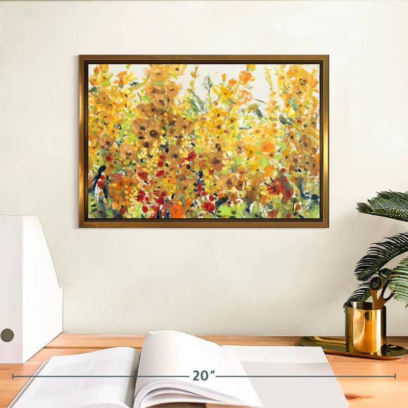 Golden Summer Garden I, Cadre flottant doré, 13 po x 9 po