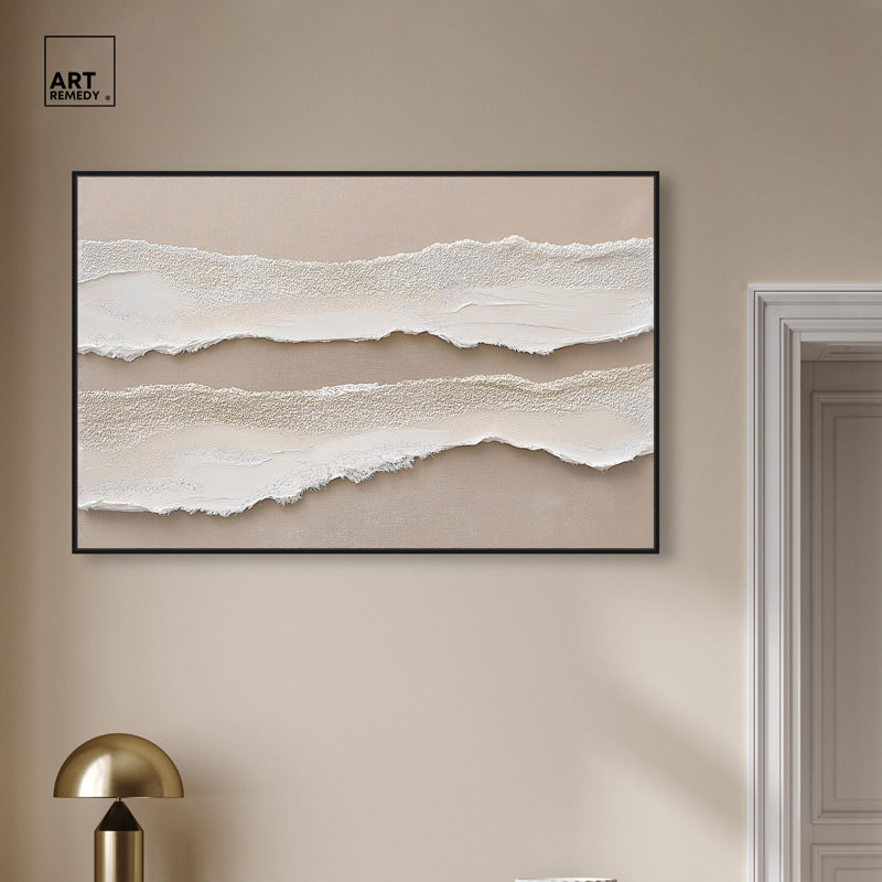 Toile texturée «Sea III» par Art Remedy, H 31 po x l 46 po, Cadre flottant, Noir