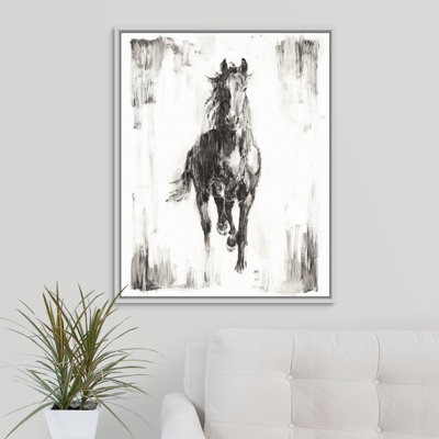 « rustique black stallion i », peinture sur toile