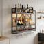 Support à vin mural avec lumières DEL, étagère à vin flottante à 3 niveaux avec porte-verres à pied, design hexagonal pour le rangement et la présentation de la cuisine, du bar ou du salon-495867672
