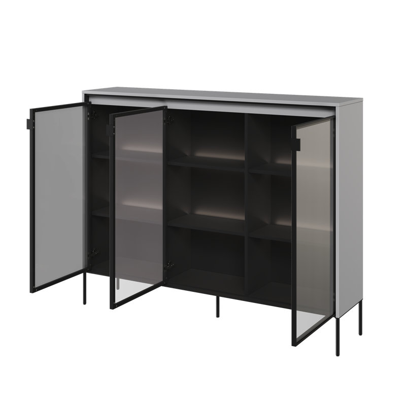 Amerion Display Cabinet, Light Grey/Black