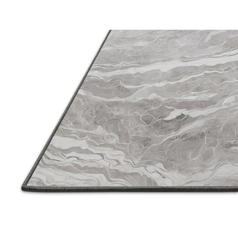 Tapis gris soyeux et moelleux, Rectangulaire 3 pi x 5 pi