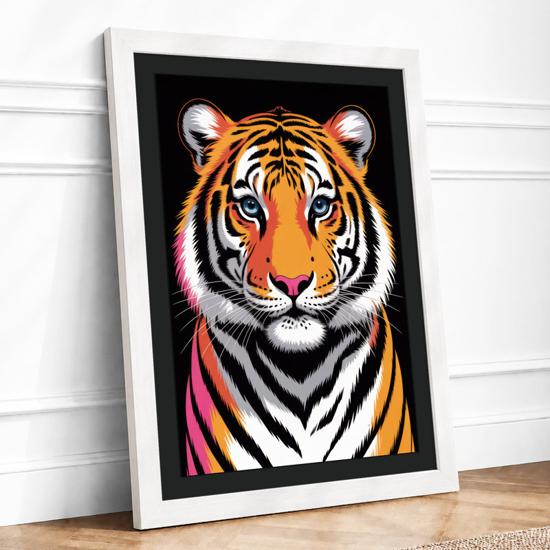 Tiger's Intense Gaze Modern - Framed Print, A4 - 29.7 x 21.0 cm, White