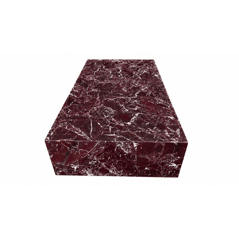 Table basse en marbre véritable - marbre Rosso Levanto, très grand 54 po