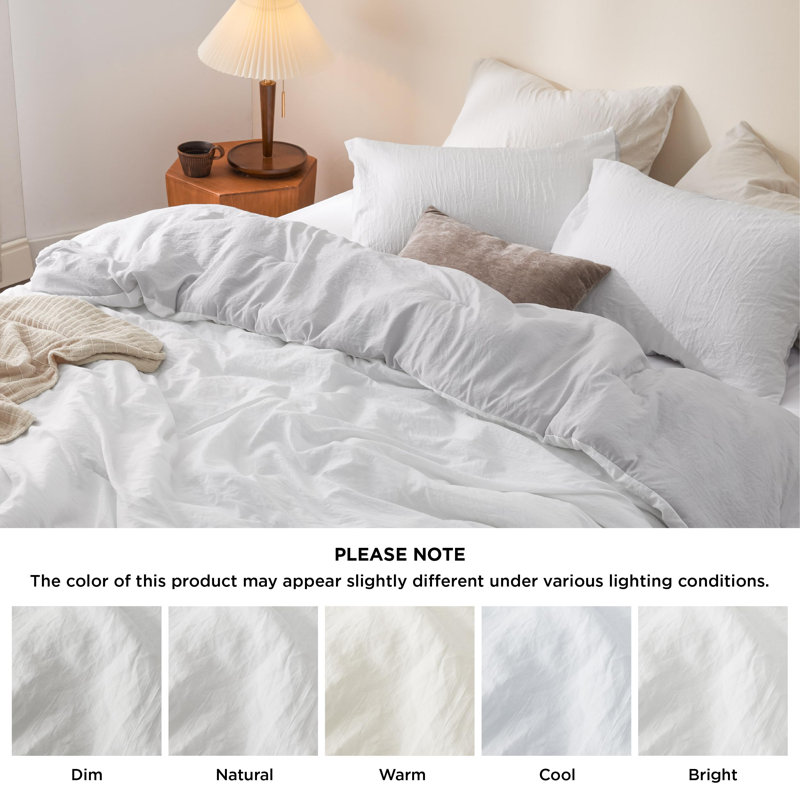 Bedsure Reversible Prewashed Comforter Set, White/Oyster Mushroom, King Comforter + 2 Standard Pillowcases