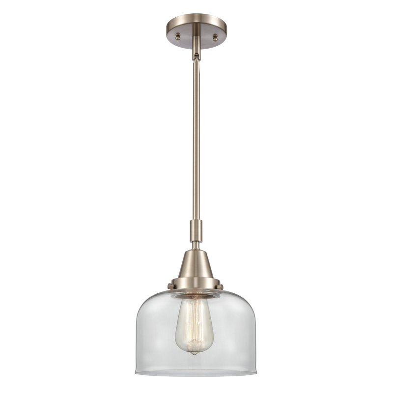 Luminaire suspendu 1 lumière à une cloche, Transparent, H 44,12 po x l 8 po x P 8 po, Nickel satiné brossé