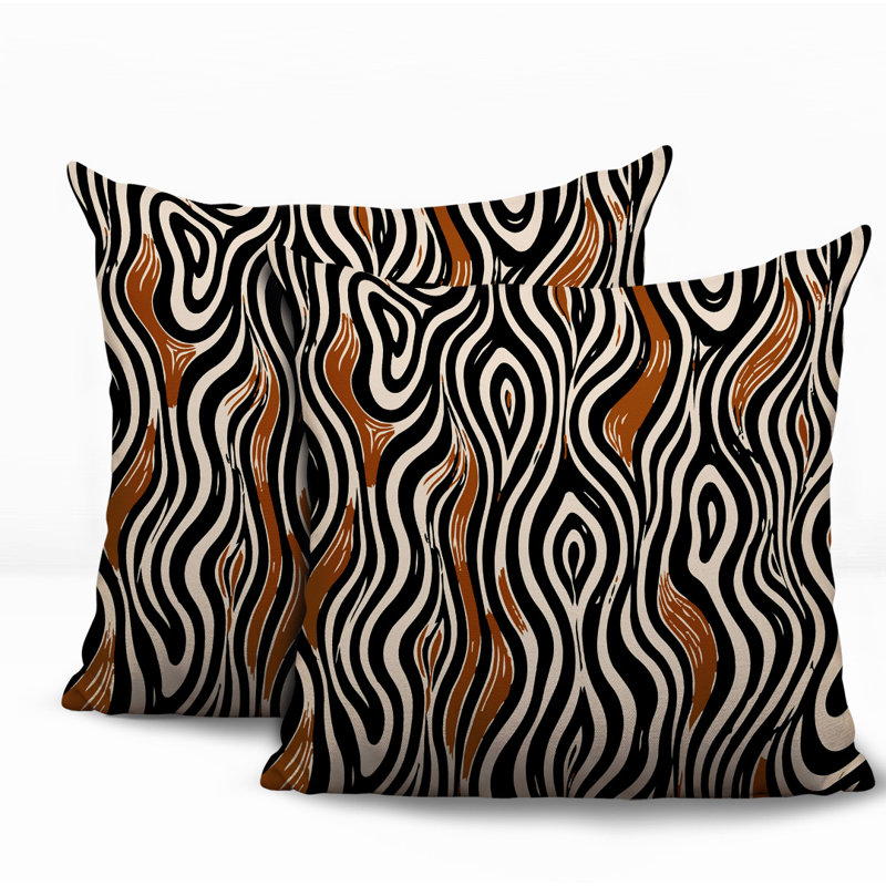 Oreiller réversible intérieur / extérieur à imprimé zébré Franki, Burnt Orange, 20x20