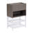White Metal Platform Bed With Material, Storage, Wooden Cabinet Full Size Shelves, Cabinet, Elegant Touch-1373381701-1373381700
