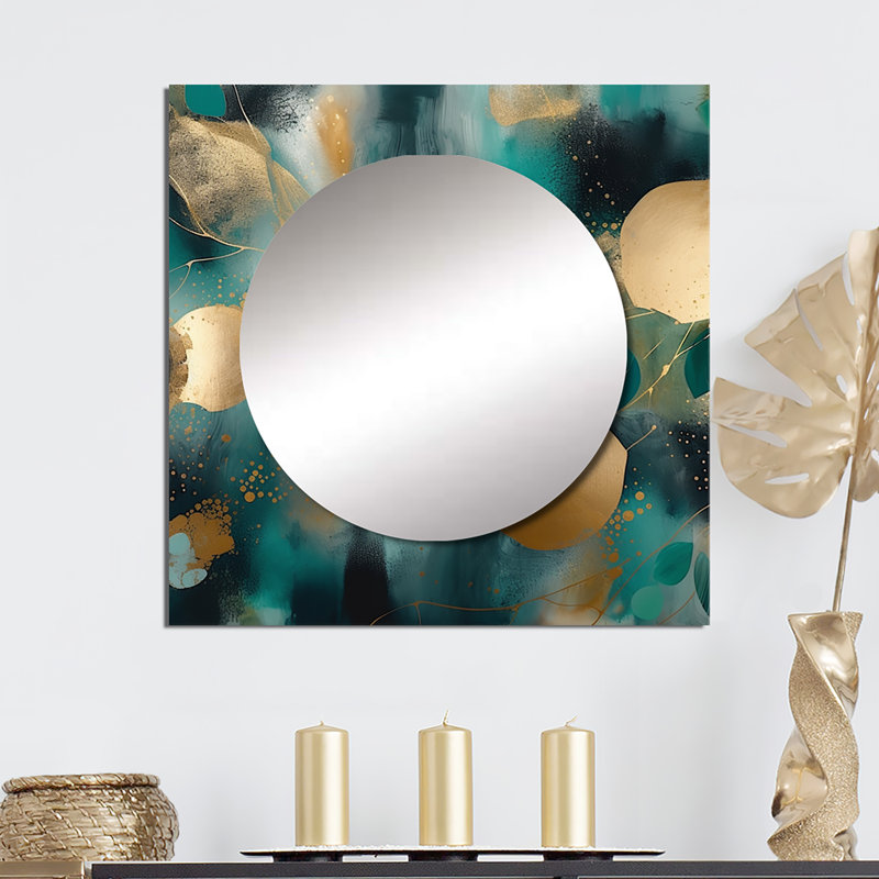 Demareo - Art abstrait miroir mural carré en marbre, 23 po x 23 po