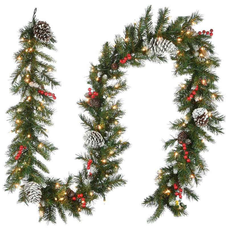 Leavon 9' L Pre-Lit Frosted Garland with 100 Clear Lights 