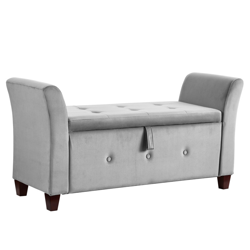 Charlotte Upholstered Storage Ottoman, Toy Storage, Stool, Seat, UKFR Certified, Light Grey
