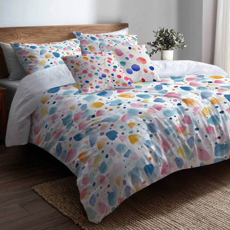 Ensemble de housse de couette et coussin décoratif Teens Celebration Bed of 5 - Fun Girl Confetti Pastels