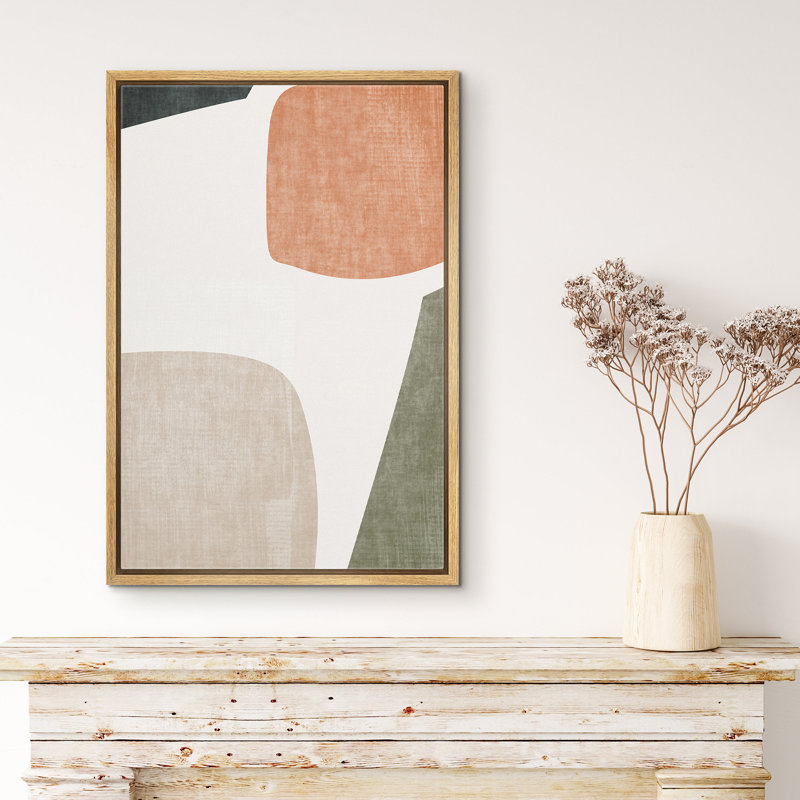 Abstract Colour Block - Floater Frame Graphic Art Print on Canvas, Brown Framed Canvas, 24" H x 36" W x 2" D