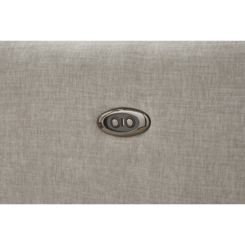 Beige Velvet Swivel Recliner with Metal Base