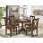5 Piece Dining Room Table Set Includes a Round Kitchen Table with Pedestal and 4 Linen Fabric Upholstered Dining Chairs, 42x42 Inch, Mahogany-2037101443-2037101440-2102752941
