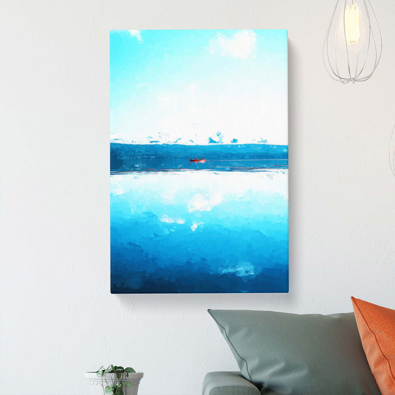 Red Kayak On A Lake In Sweden In Abstract - Wrapped Canvas, 91cm H x 60cm W x 3cm D