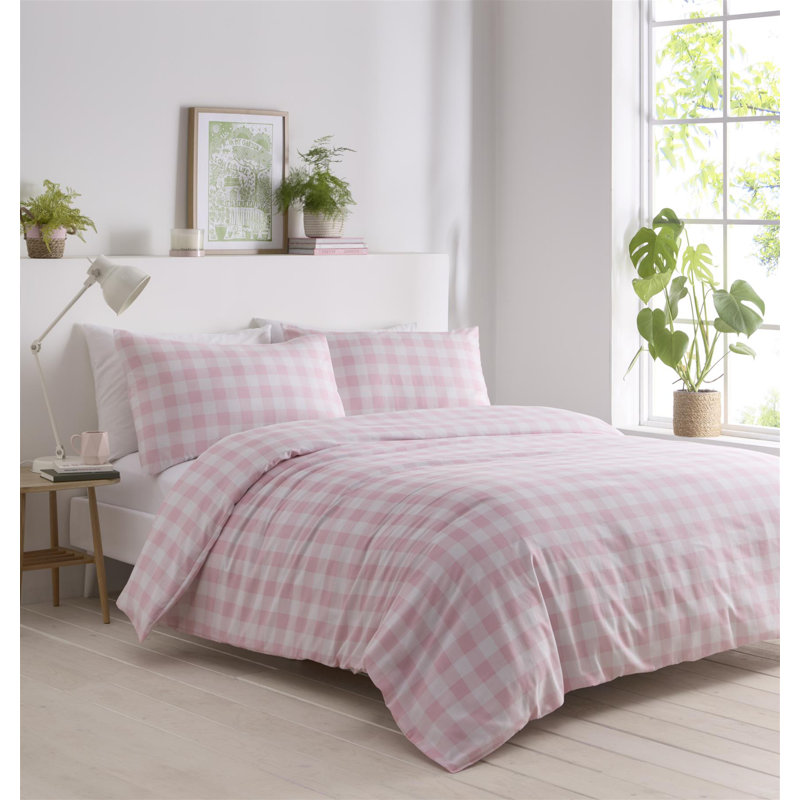 Gingham Set, Pink/White, King Duvet Cover + 2 King Shams