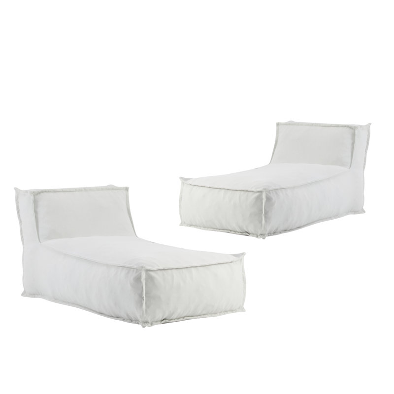 Brody Outdoor Bean Bag Lounge Chair With Removable Cover, Light Gray Polyester