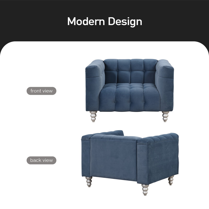 Canapé 42 po, 100 % polyester bleu