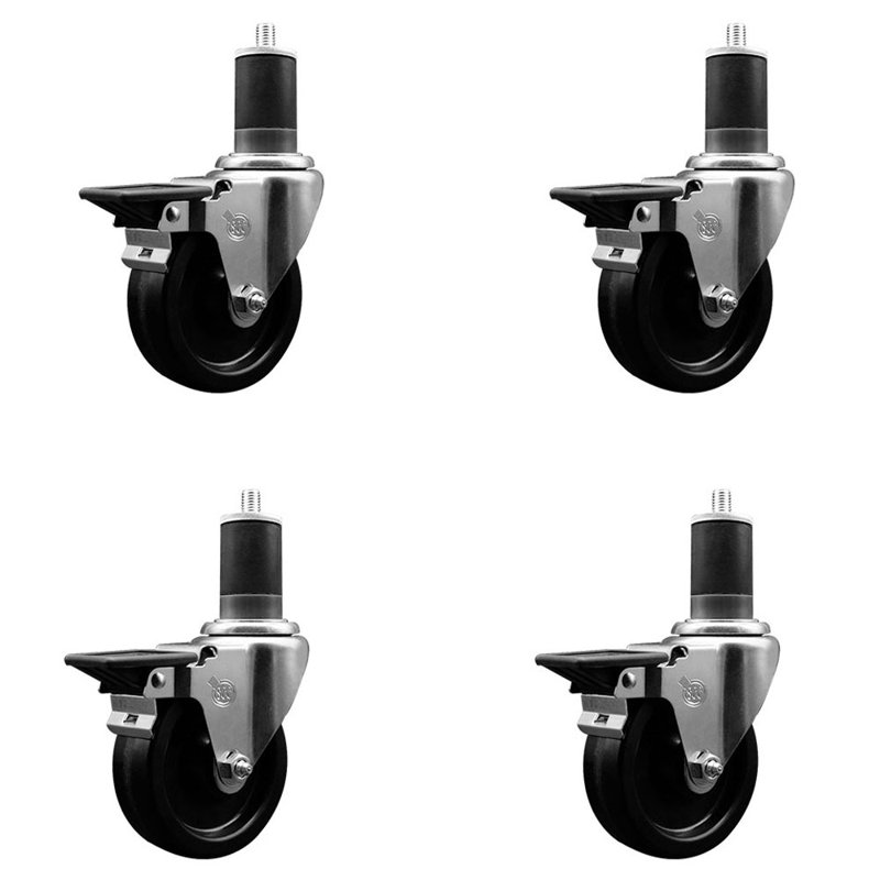 Ensemble de roulettes extensibles pivotantes avec frein Phenolique SCC PLB 4 po x 1-5 / 8 po