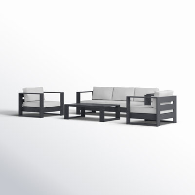 Hoyt Outdoor Aluminum Conversation Set with End Table