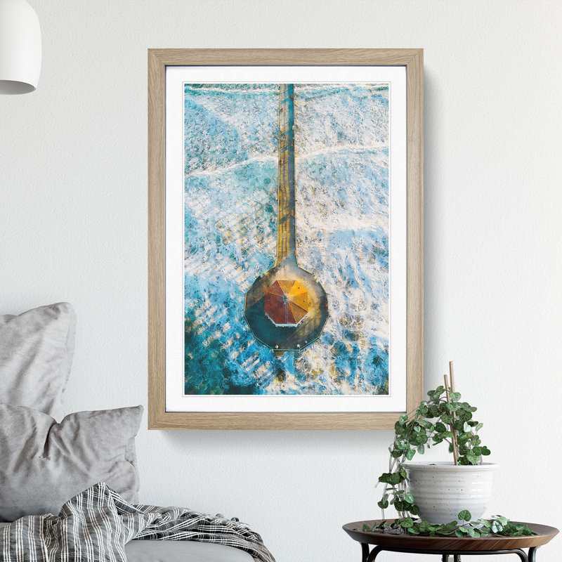 Manhattan Beach - Picture Frame Painting Print, 45cm H x 33cm W x 2cm D, Oak Framed