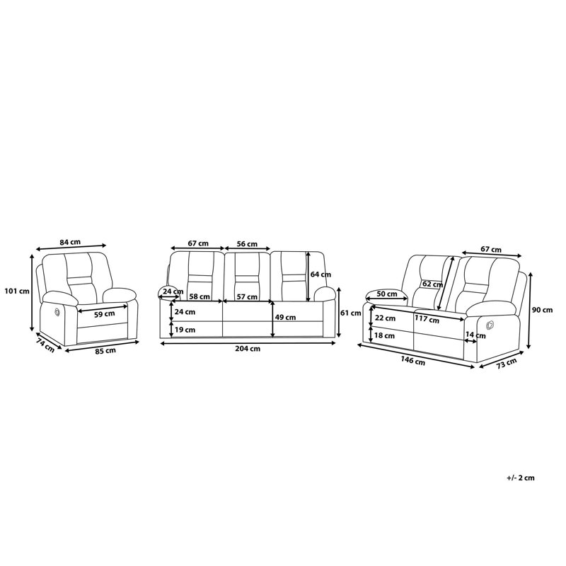 Wiggin 3 - Piece Living Room Set, Taupe