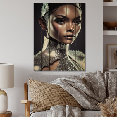 Exquis High Fashion Beauty I - femme, impression sensuelle sur bois de pin naturel